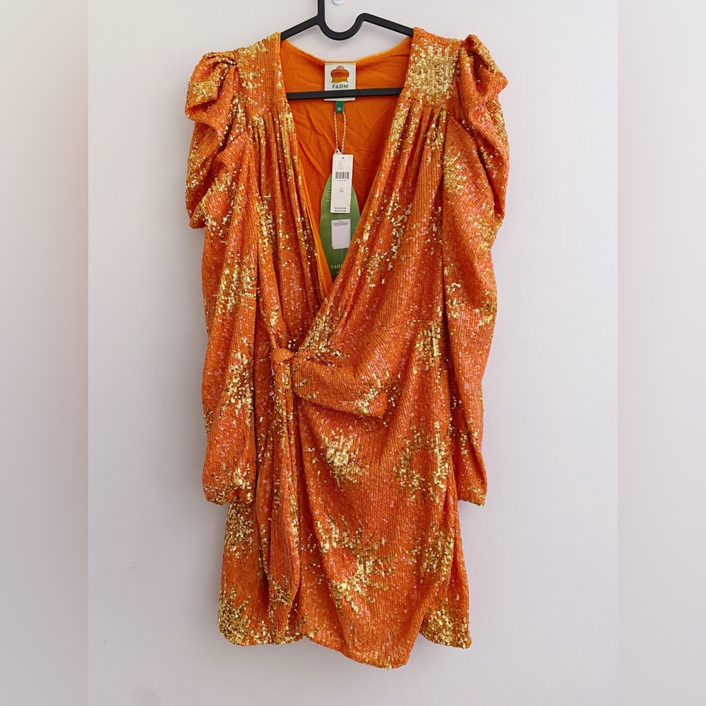 Farm Rio Sunny Mood Sequin Long-Sleeve Mini Dress size XS new nwt - Picture 7 of 7